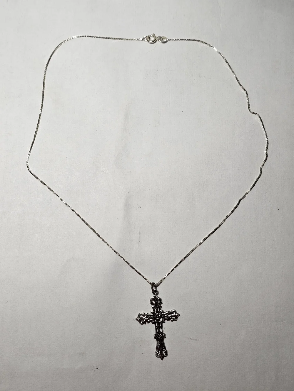 Men's Sterling Silver Cross Pendant Necklace 18